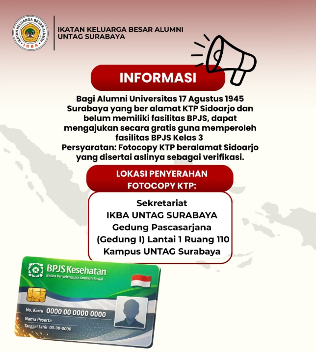 Pendaftaran BPJS Gratis Khusus Untuk Alumni Yang Memiliki KTP Sidoarjo - IKBA UNTAG Surabaya